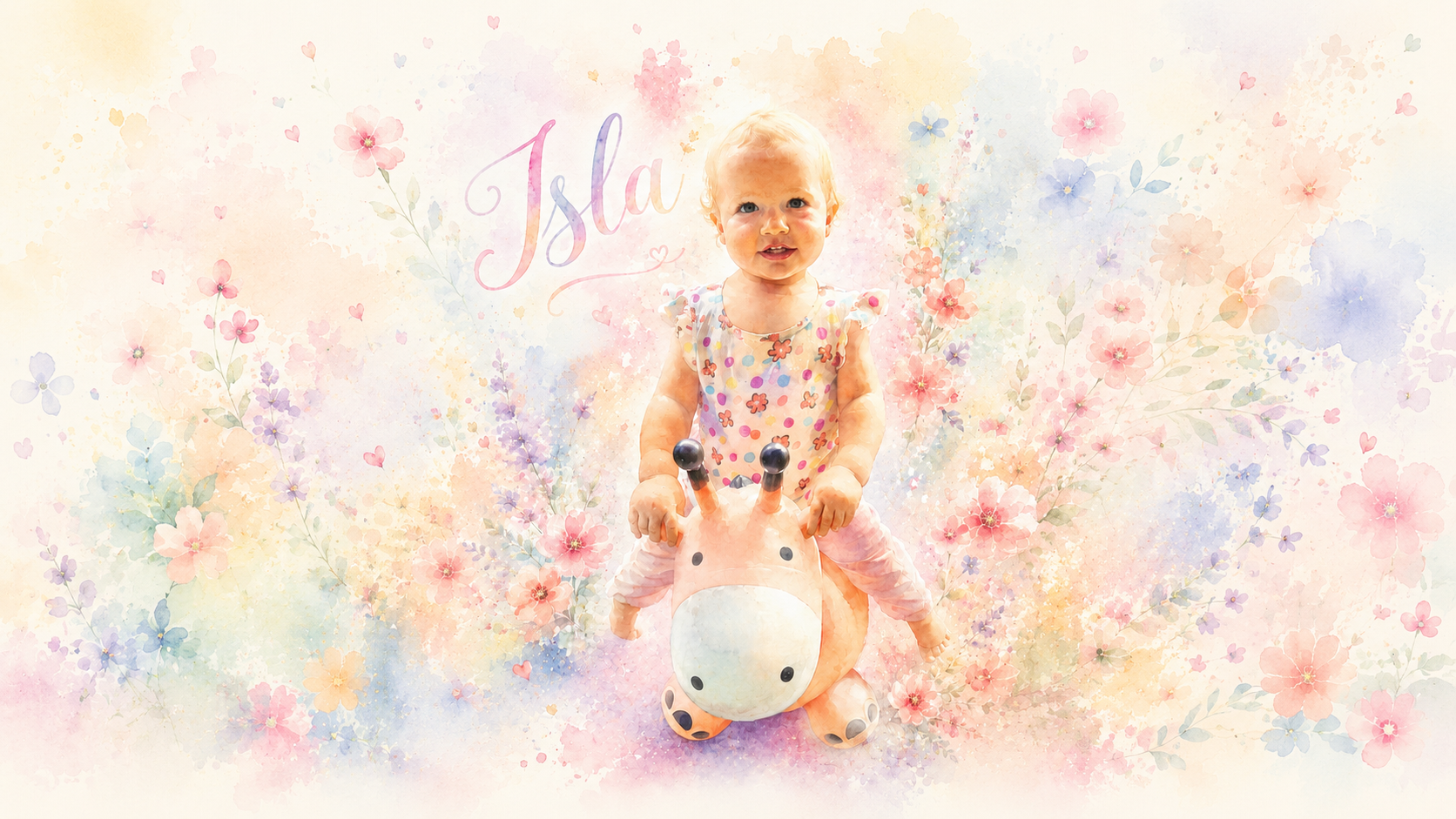 Watercolor portrait artwork of Isla.